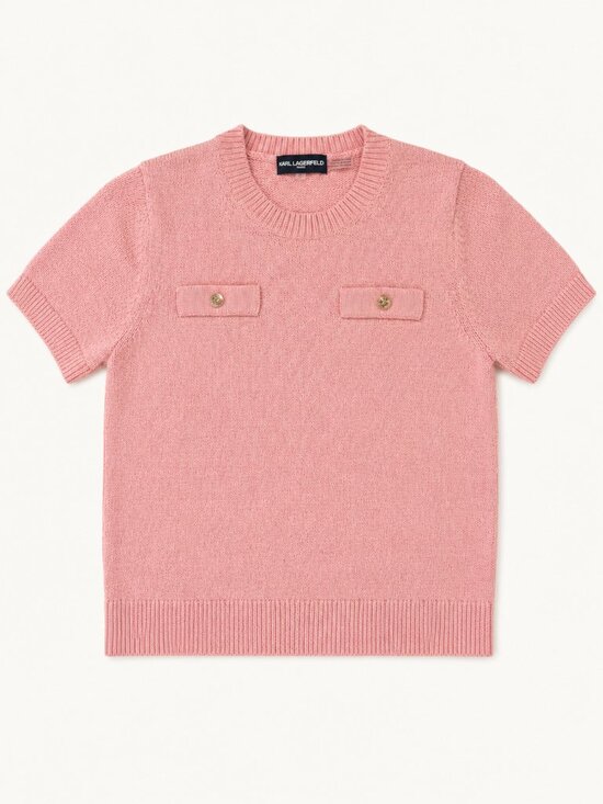 Karl Lagerfeld Sweaters - Karl Lagerfeld Paris Pink Short Sleeve Sweater Top Petite Large